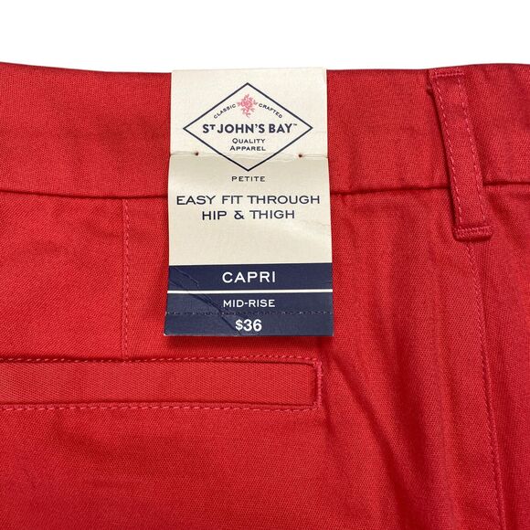 St Johns Bay Women 18P Secretly Slender Mid- Rise Capri Bright Cayene $36 - Picture 2 of 14